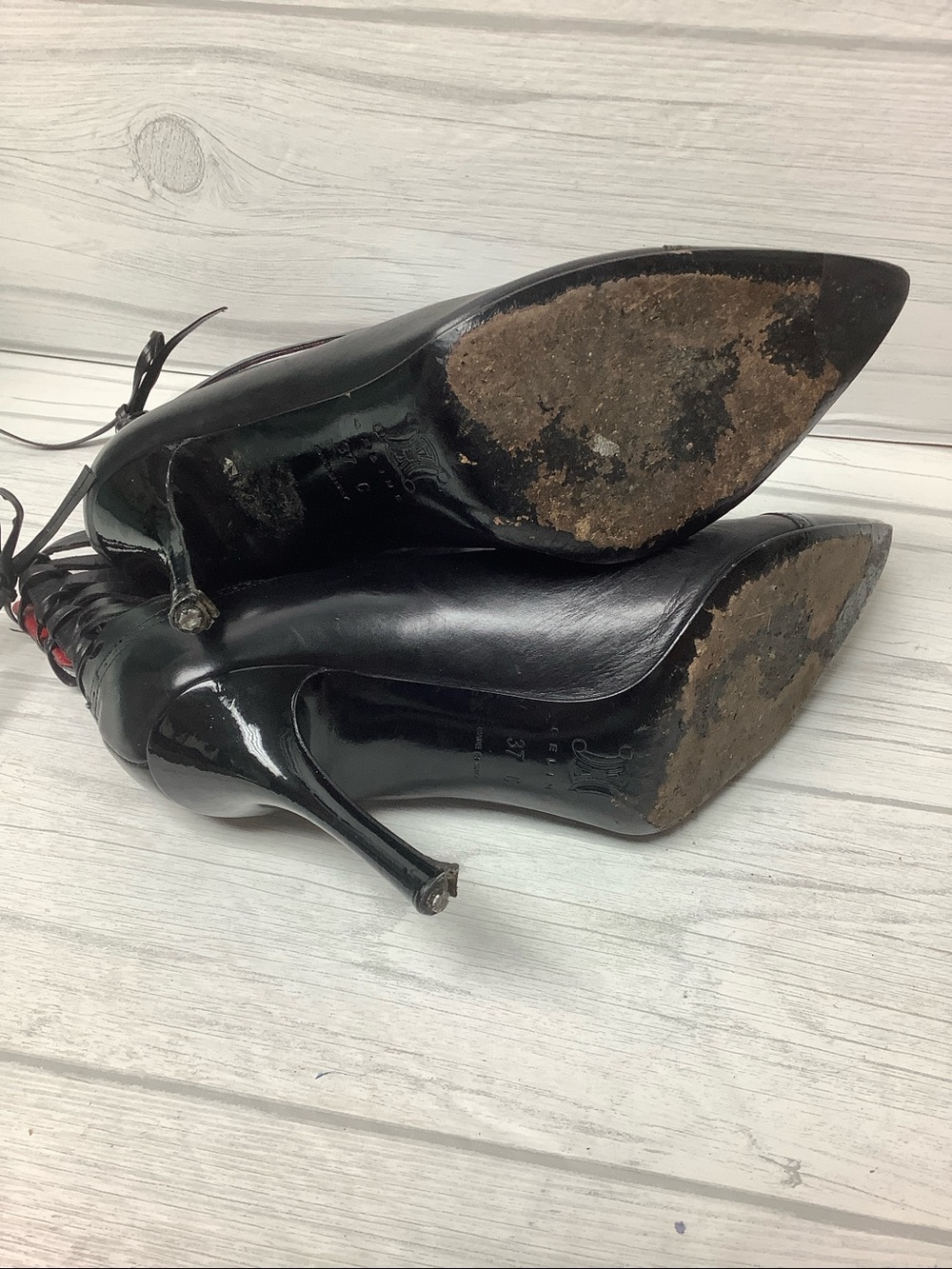 Celine Pointed Ankle Heeled Booties - Picture 8 of 11